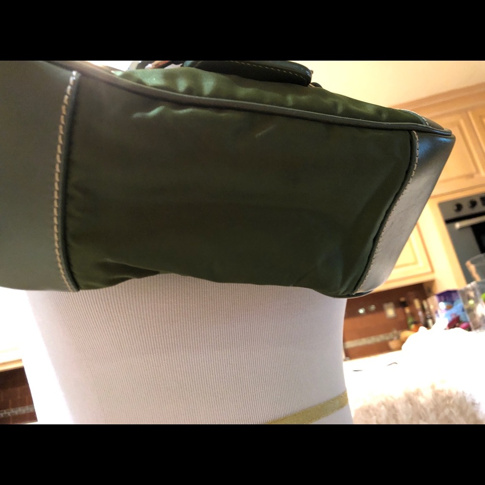 Prada Green Leather and Canvas Hobo with Gold Hardware - Picture 8 of 14